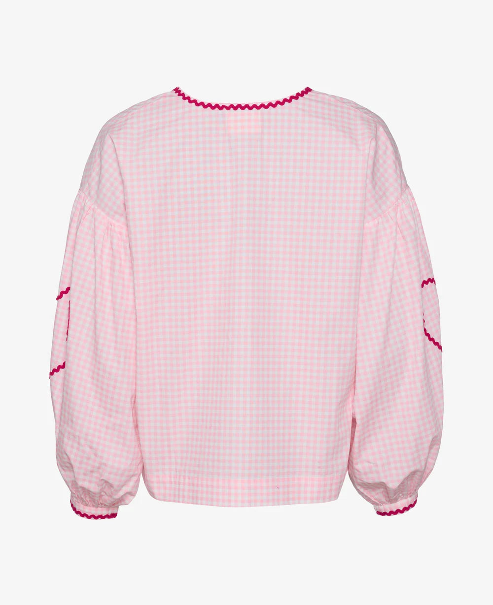 Astrid Organic Cotton Top Pink Check