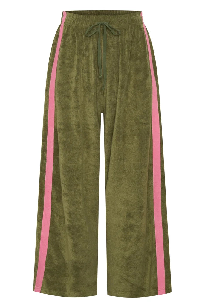 La Boheme Girls Viva Terry Pant Olive Pink