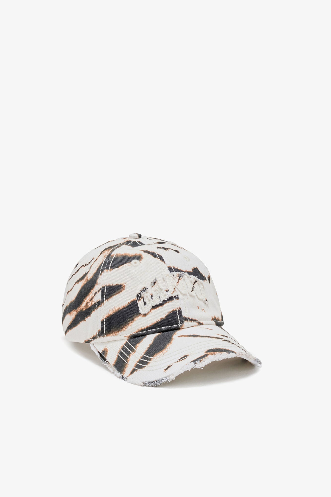 Ganni Printed Zebra Washed Cotton Canvas Cap