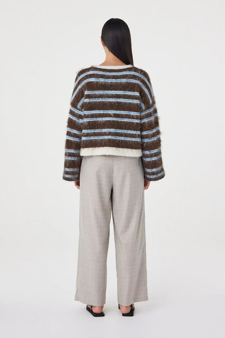 Arcaa Sweater Lucca Sweater Espresso & Blue Stripe
