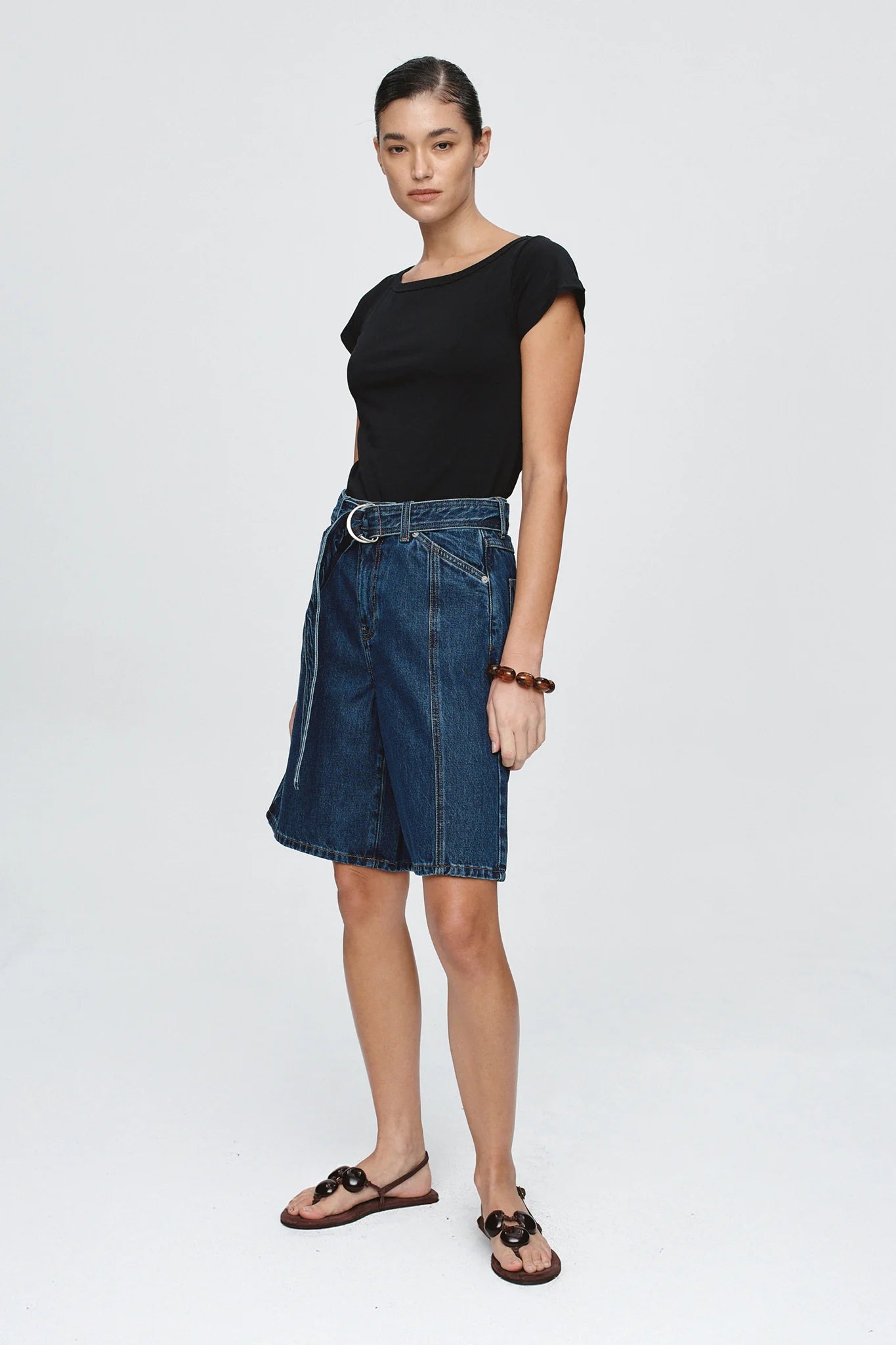 Belted Jean Short Classic Blue