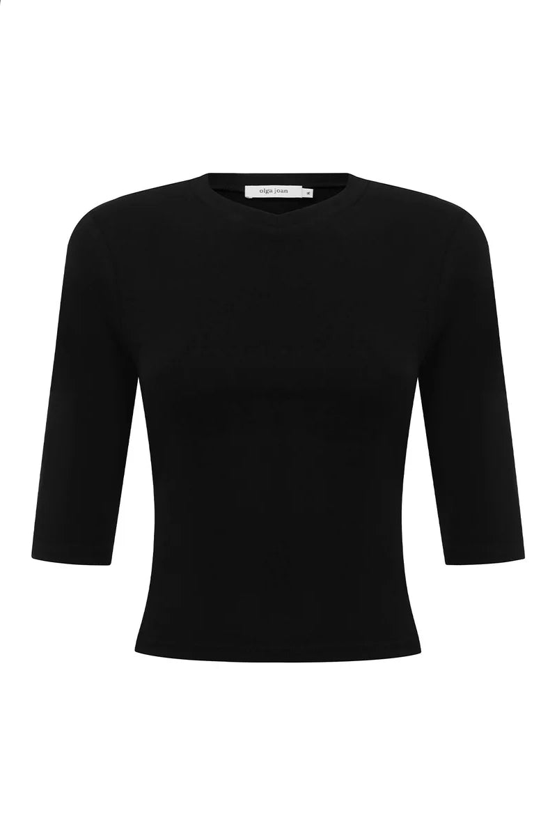 Olga Joan Baby V-Neck Top Nera