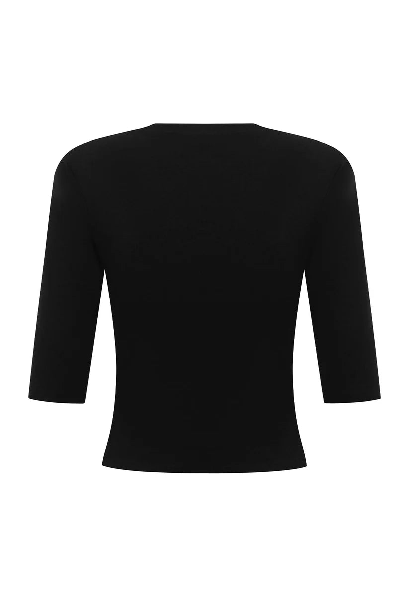 Olga Joan Baby V-Neck Top Nera