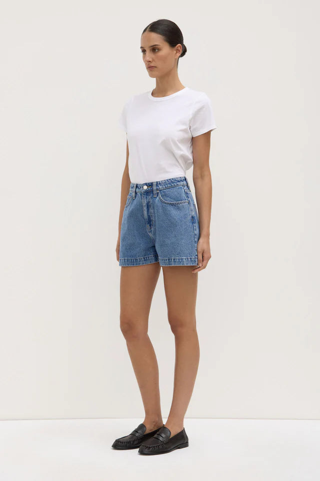 Boxy Denim Short Dark Stone