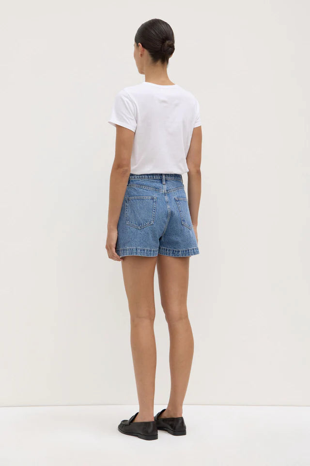 Boxy Denim Short Dark Stone