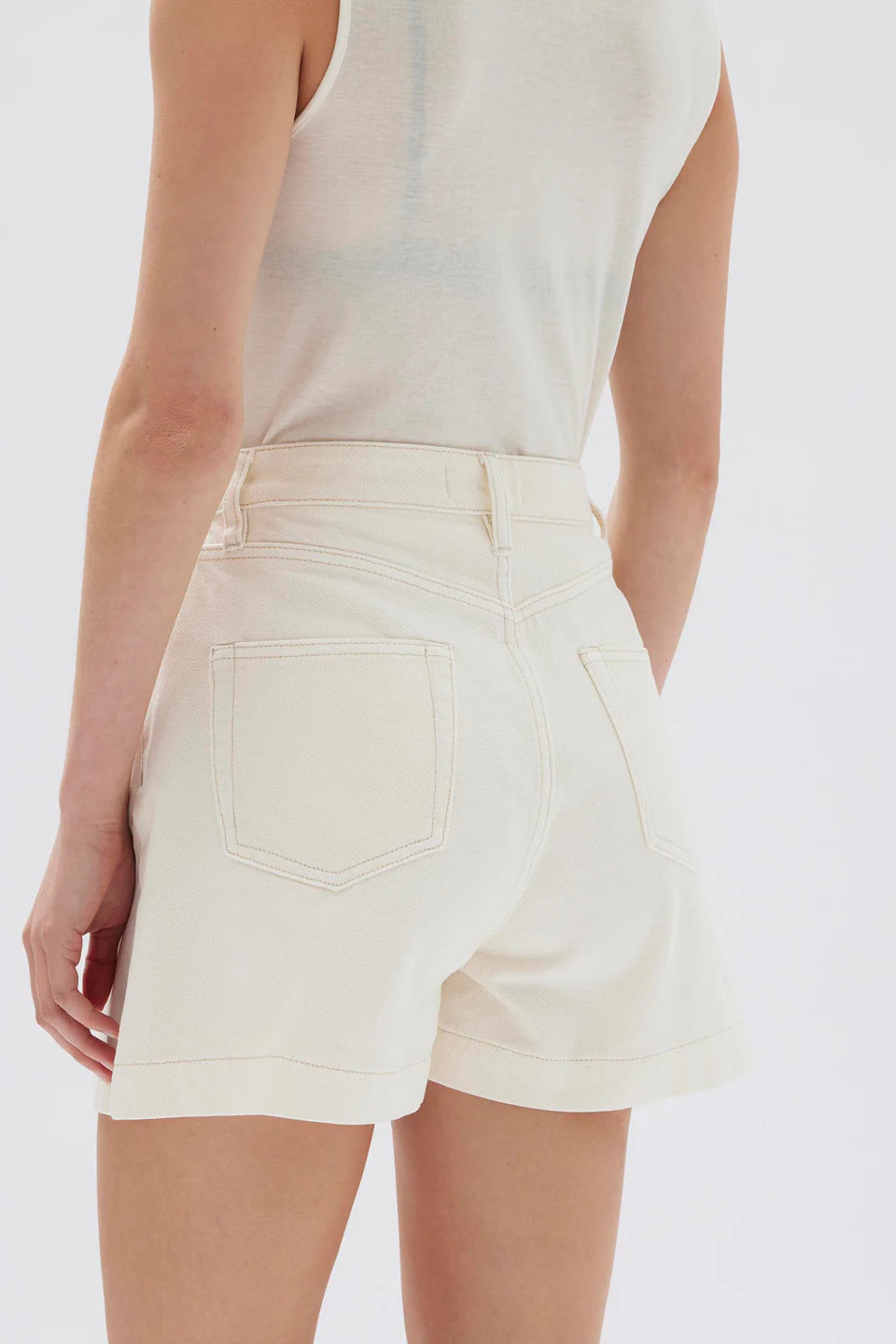 Boxy Denim Short Ecru