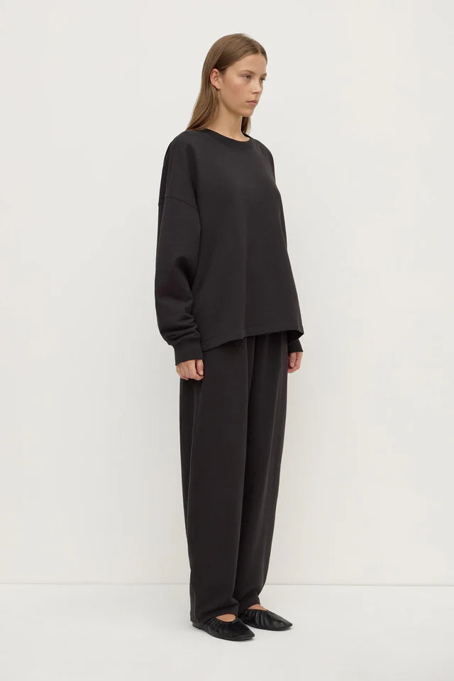 Brushed Cotton Lounge Sweater Washed Black