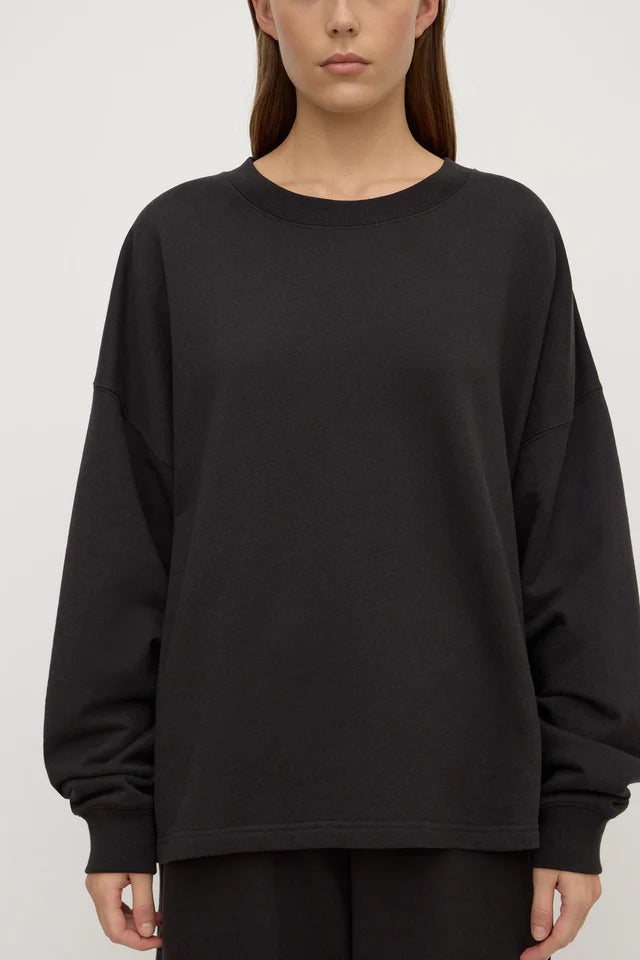 Brushed Cotton Lounge Sweater Washed Black