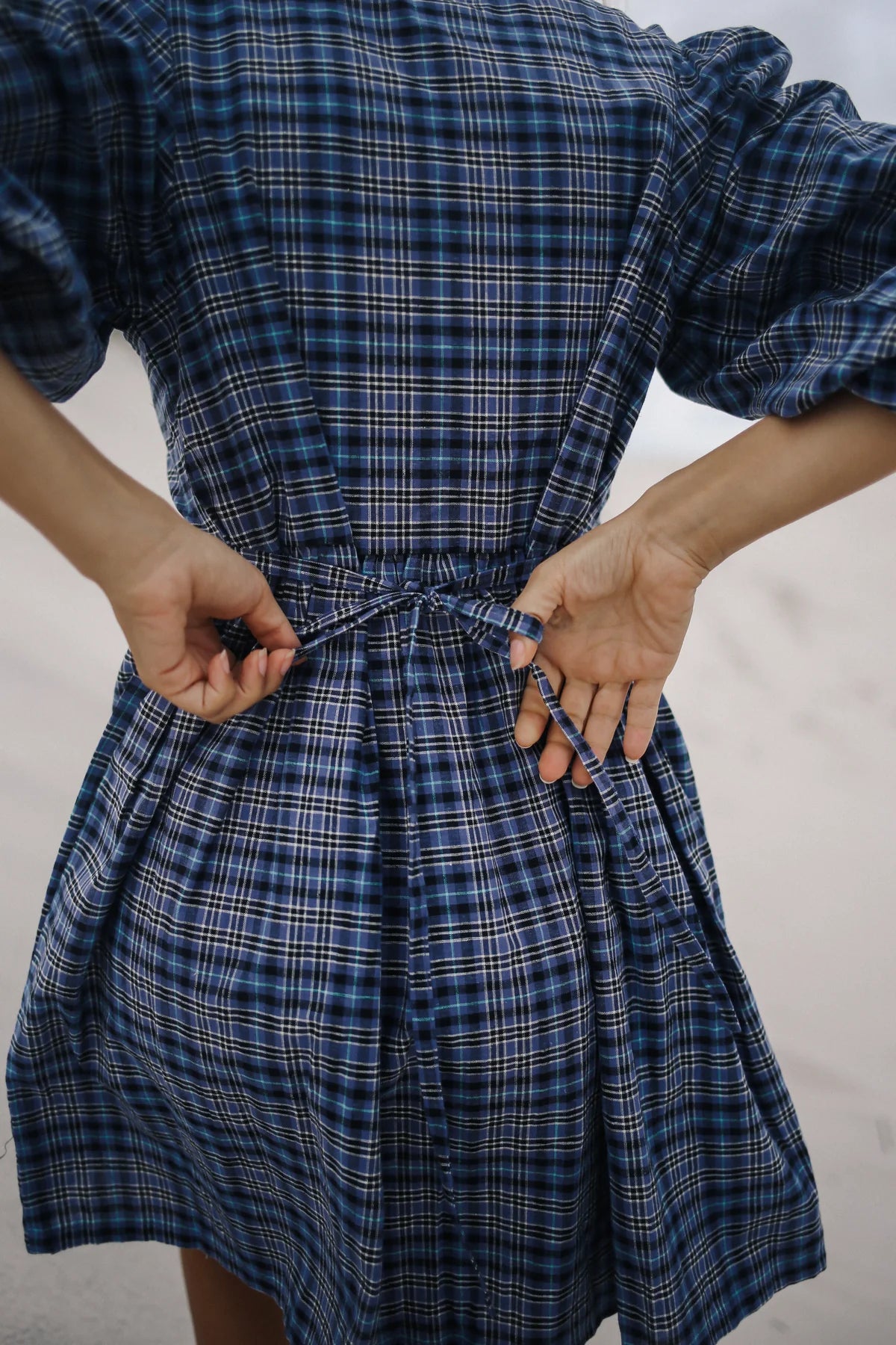 Paloma Mini Dress Navy Plaid