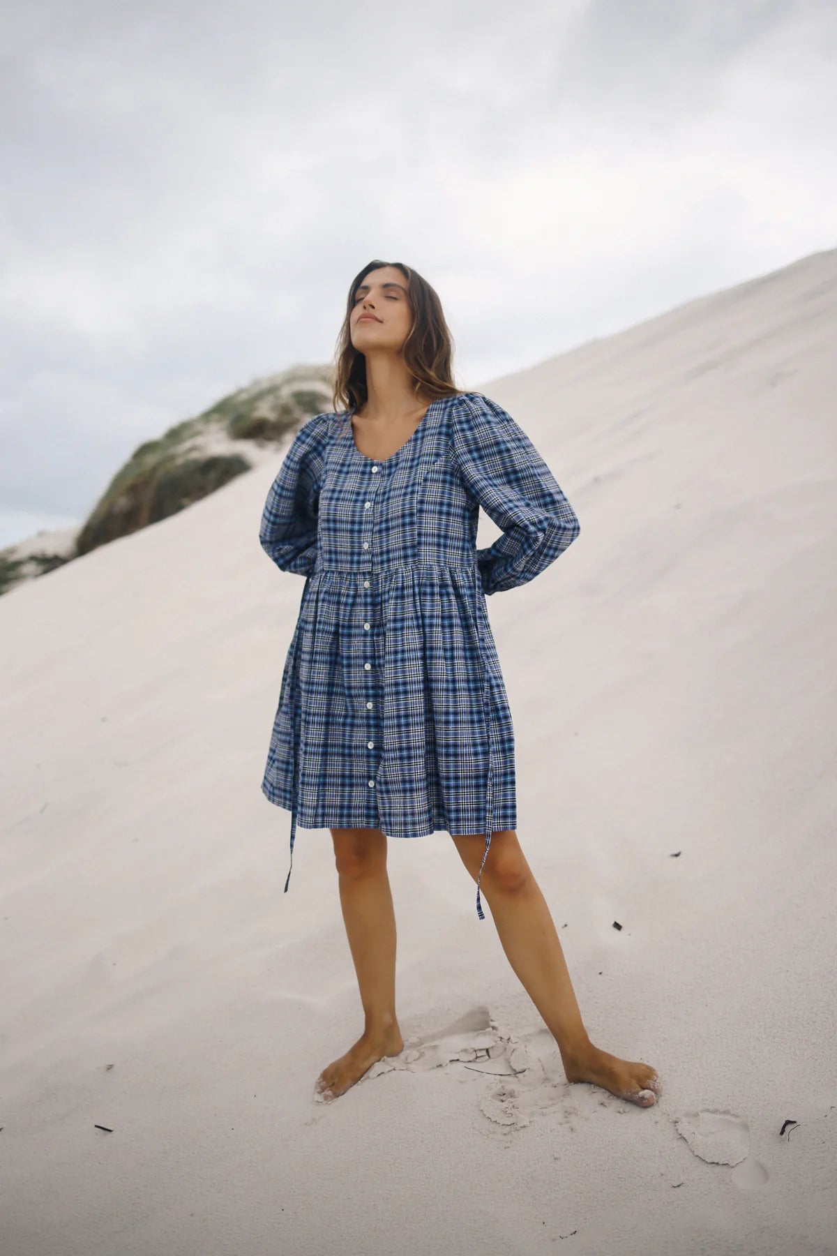 Paloma Mini Dress Navy Plaid