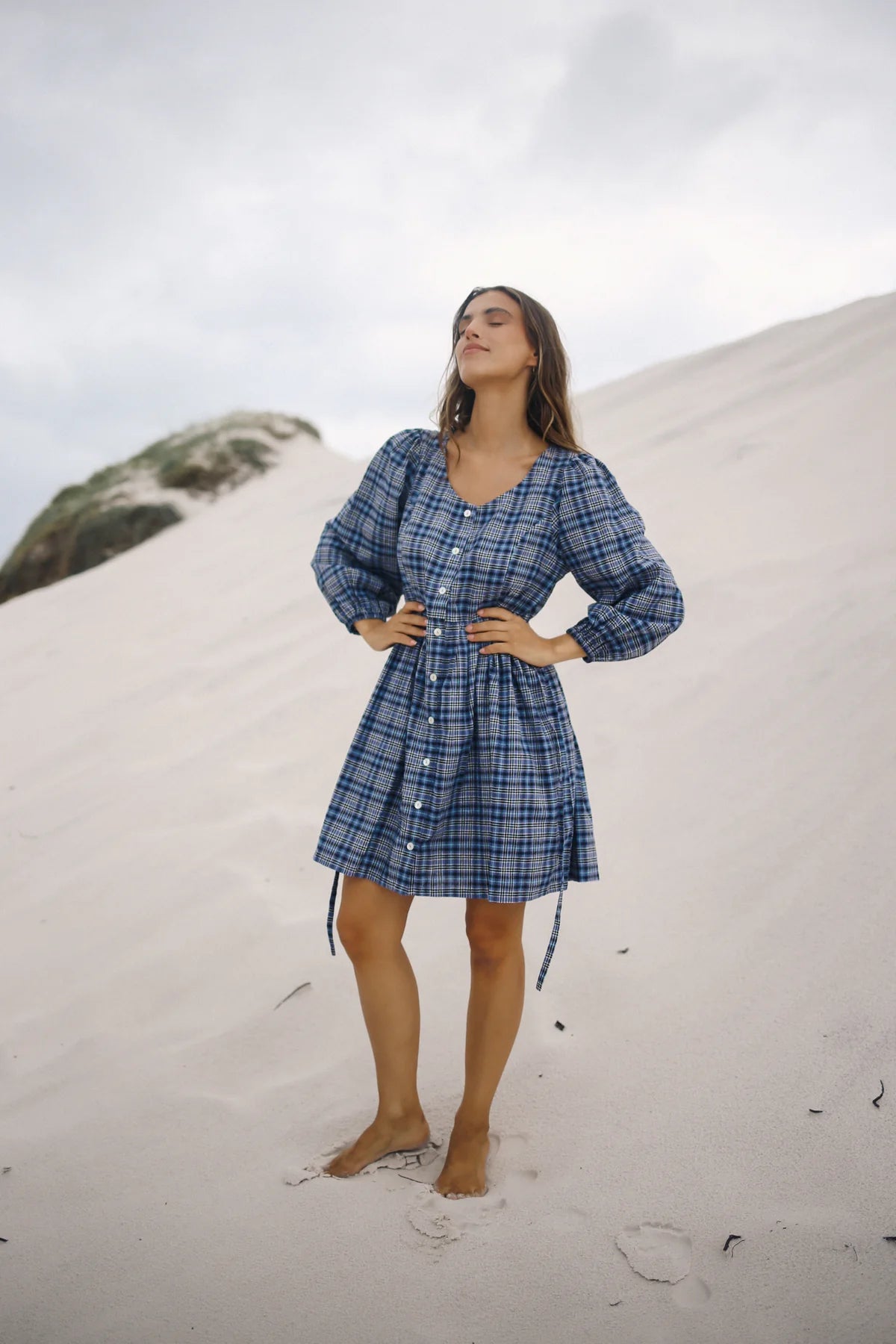 Paloma Mini Dress Navy Plaid