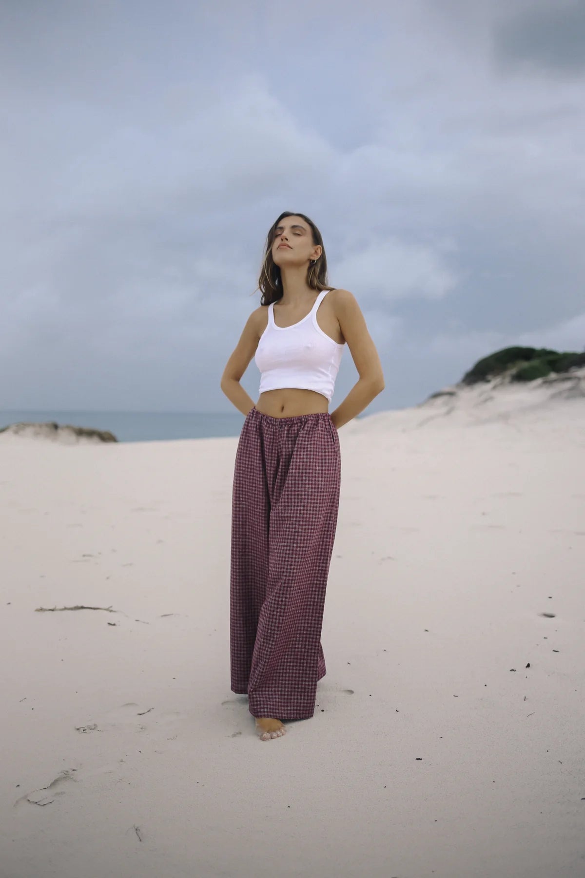 Remi Midi Skirt Fig Hemp Check
