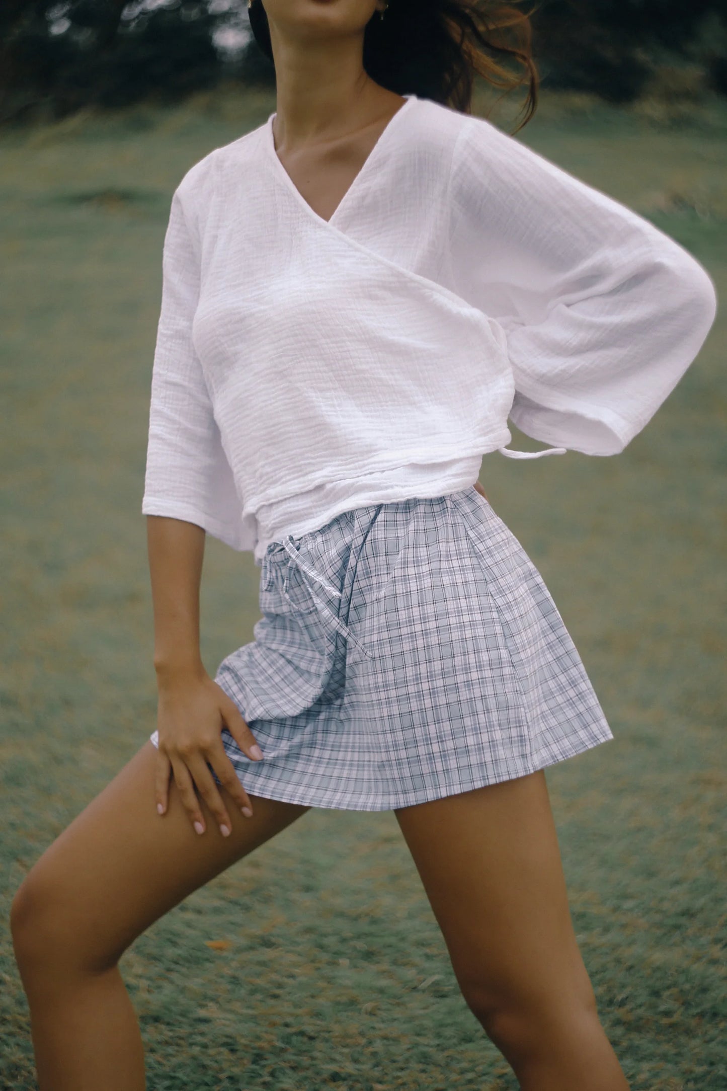 Fleur Skirt Cloud Plaid