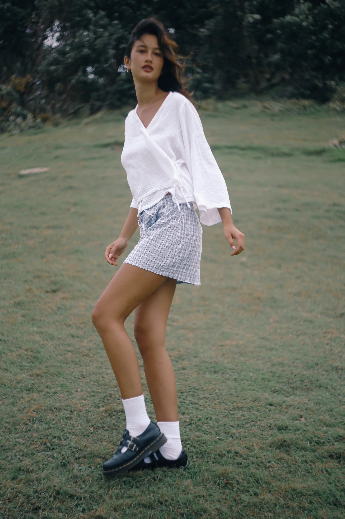 Fleur Skirt Cloud Plaid