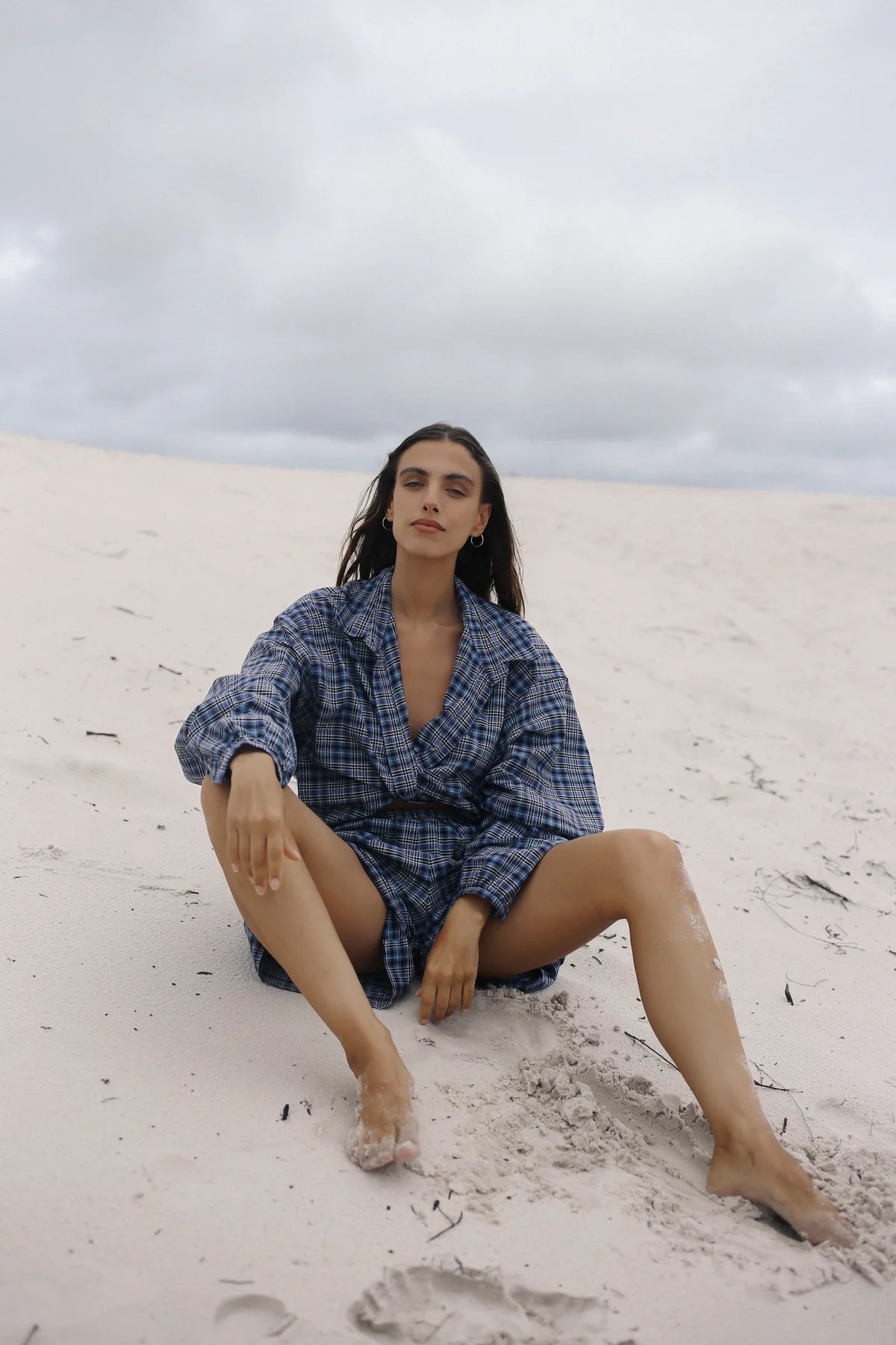Remi Oversized Shirt Navy Plaid