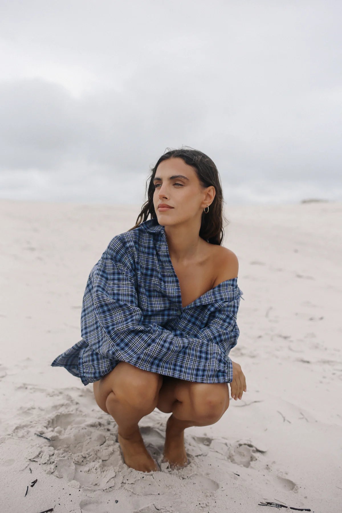 Remi Oversized Shirt Navy Plaid