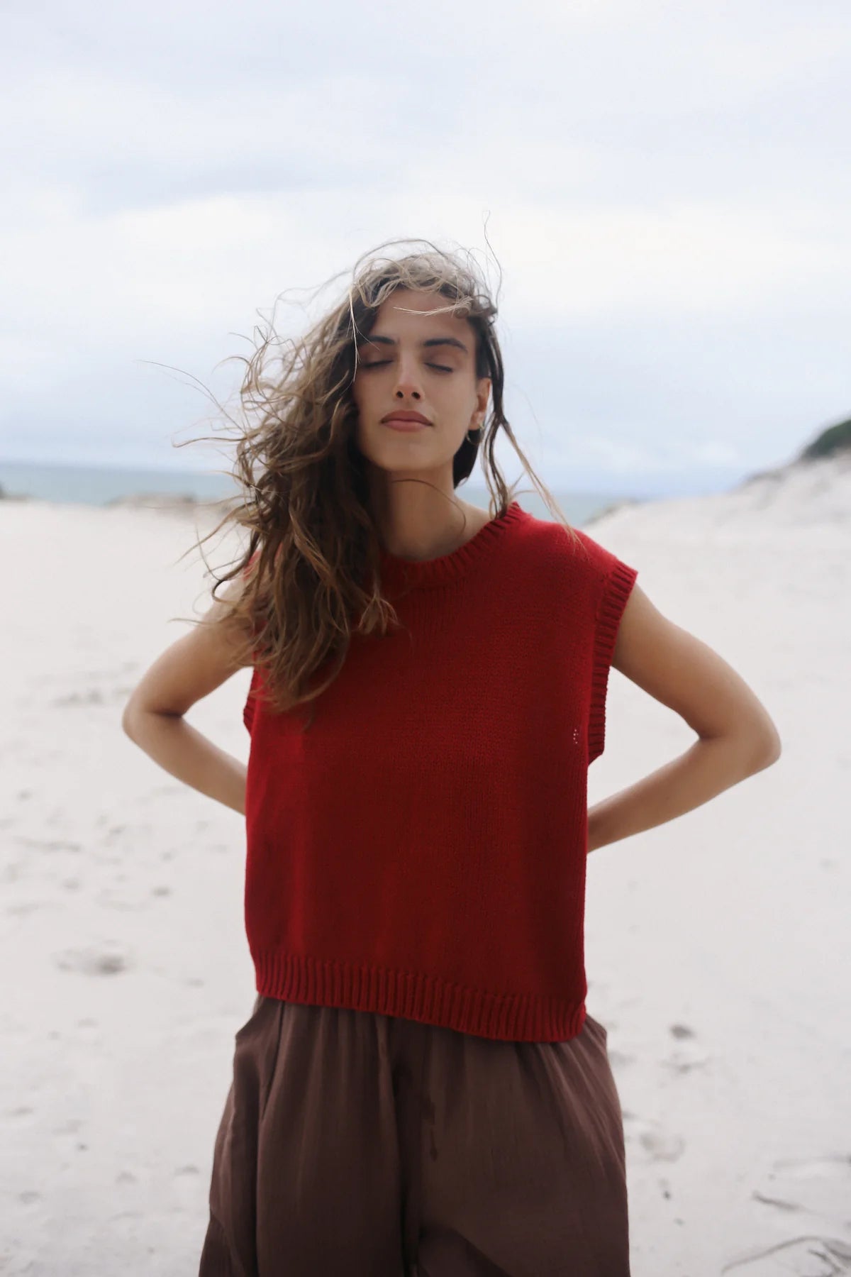 Cecilia Knit Vest Cherry