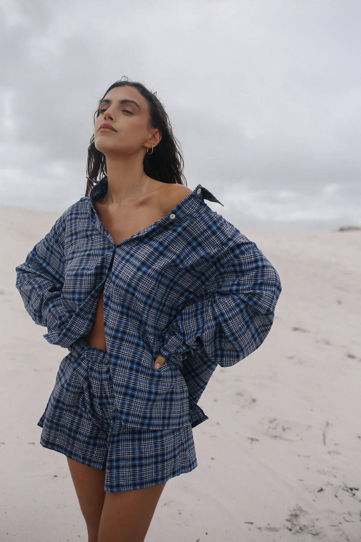 Ava Short Navy Plaid
