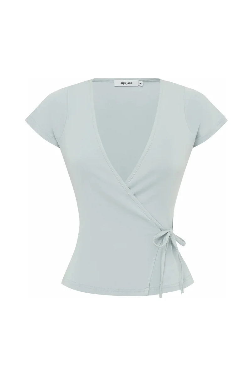 Olga Joan Cap Sleeve Wrap Top Perla