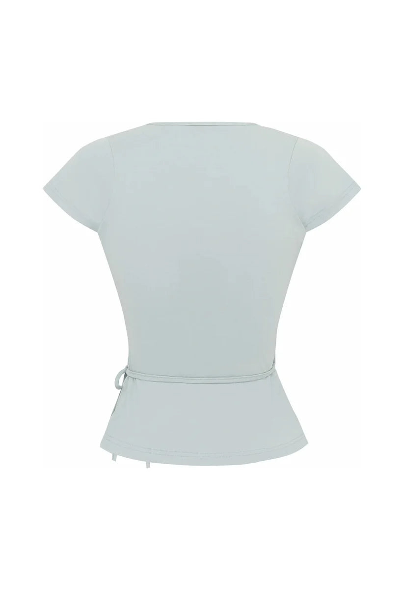Olga Joan Cap Sleeve Wrap Top Perla