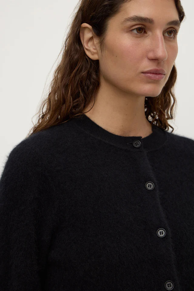Carina Merino Wool Long Sleeve Cardigan Black
