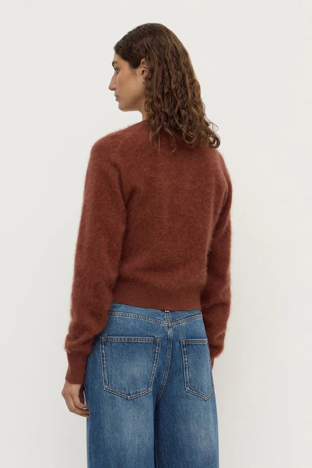 Carina Merino Wool Long Sleeve Cardigan Burnt Amber