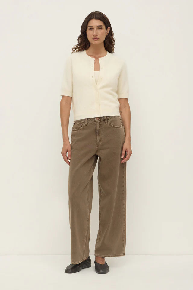 Carina Wool Short Sleeve Cardigan Cream