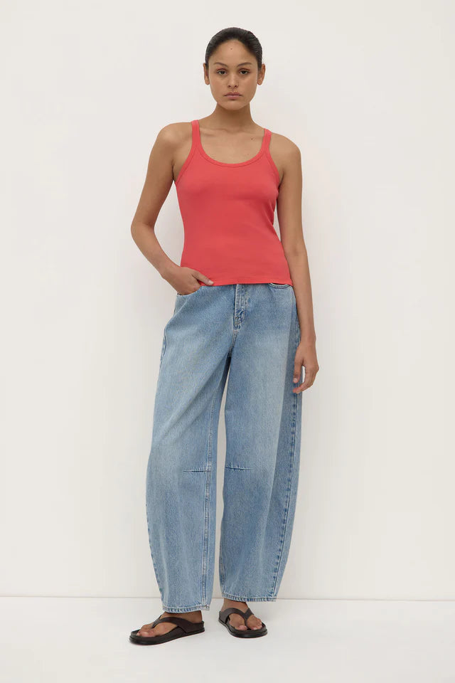 Charlie Rib Tank Washed Chilli