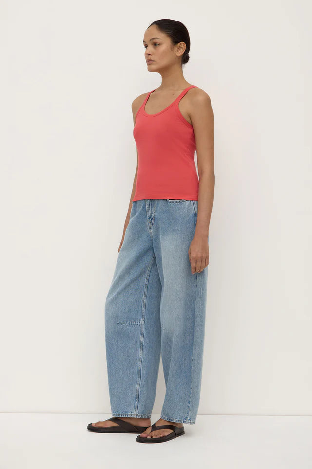 Charlie Rib Tank Washed Chilli