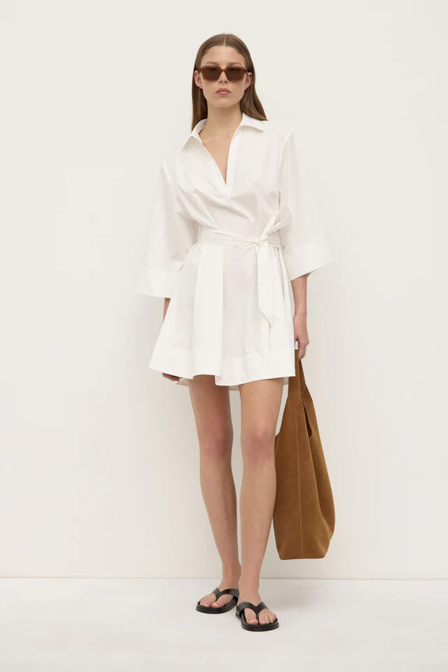 Claire Mini Shirt Dress White