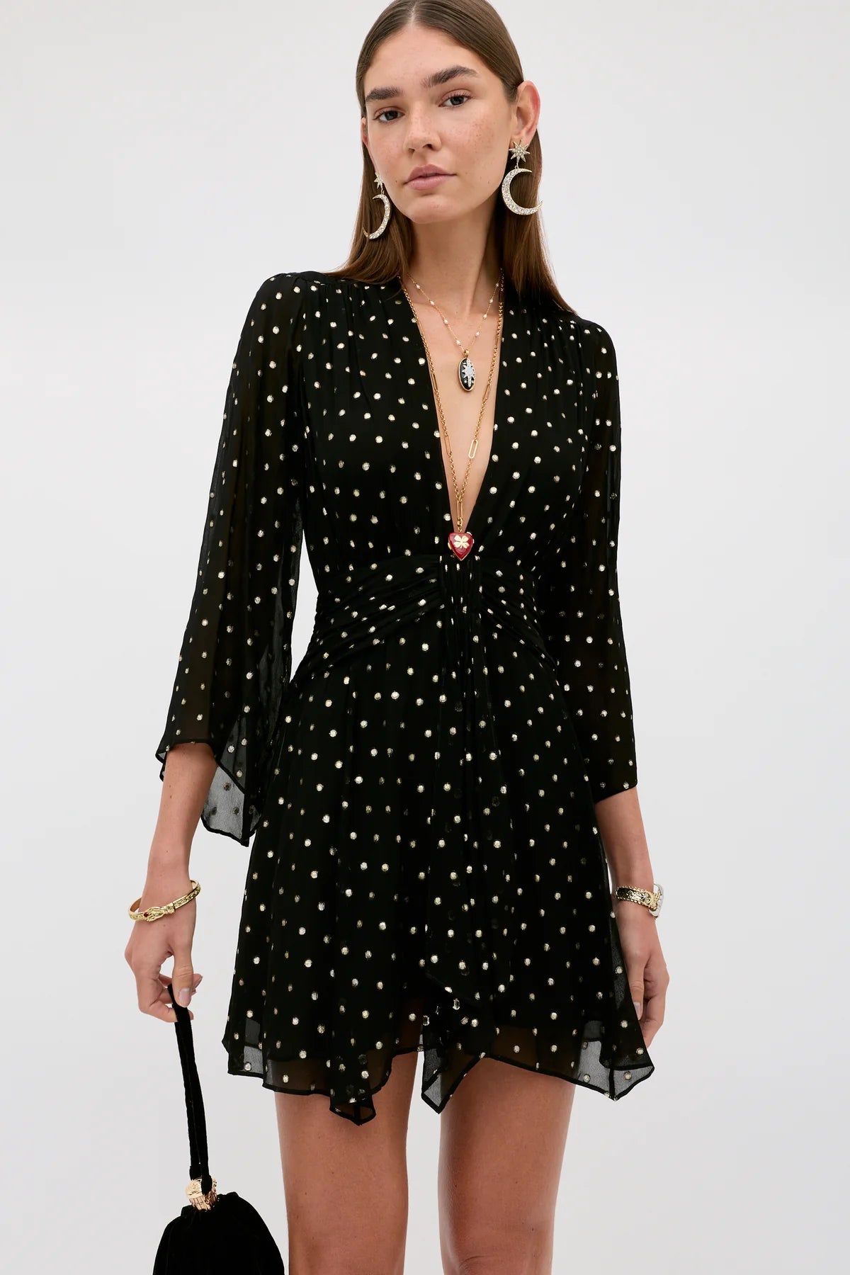 Rixo Clove Lurex Chiffon Mini Dress
