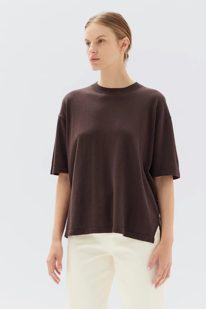 Cotton Cashmere Relaxed Tee Chestnut