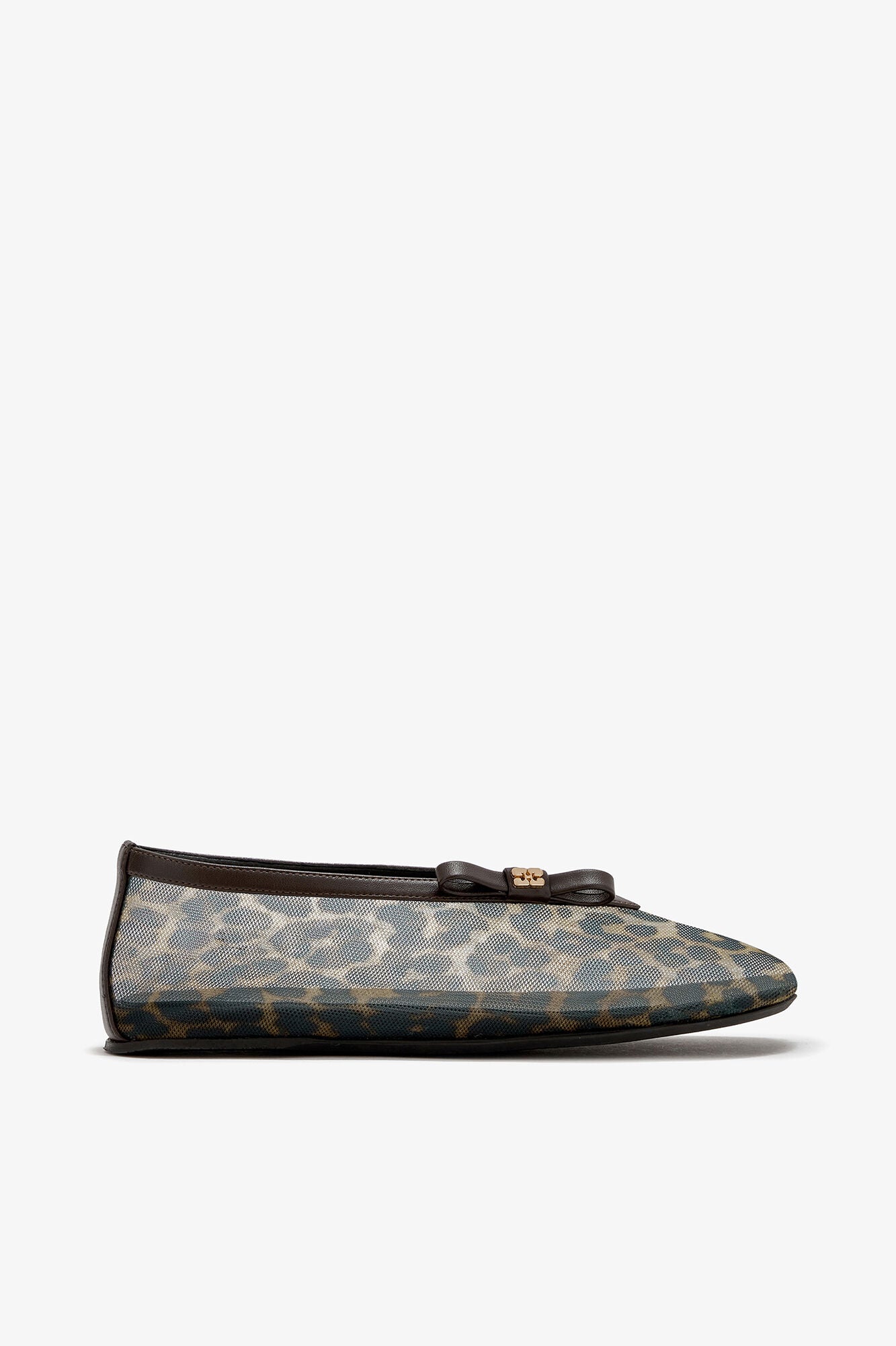 Ganni Jenny Ballerina in Leopard Mesh