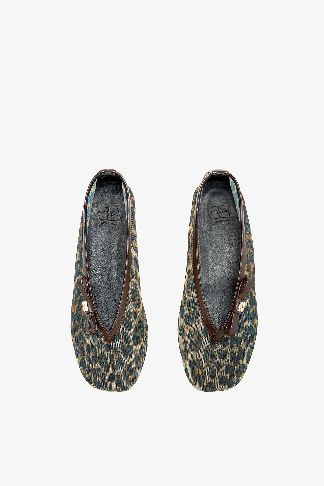 Ganni Jenny Ballerina in Leopard Mesh