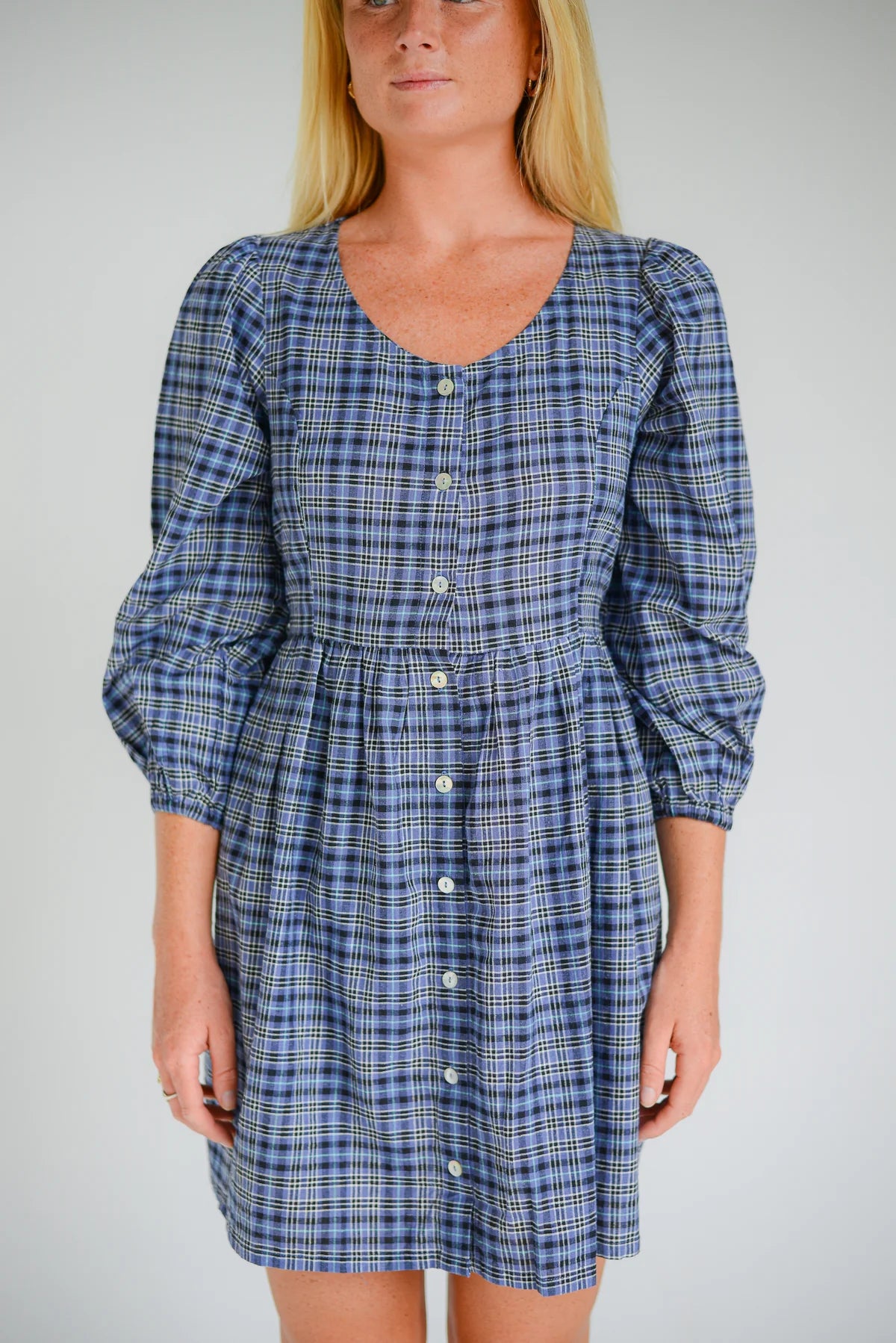 Paloma Mini Dress Navy Plaid