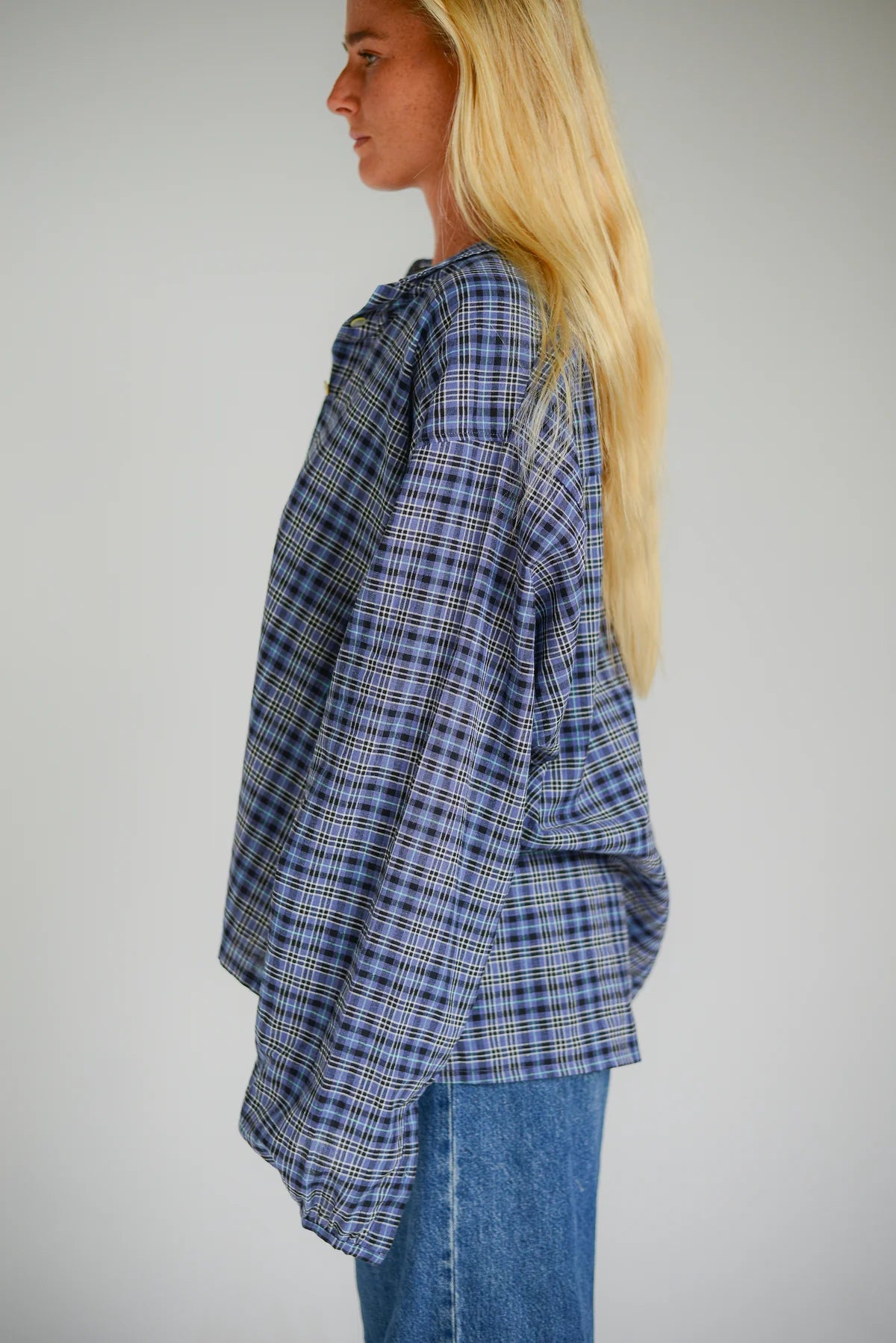 Remi Oversized Shirt Navy Plaid