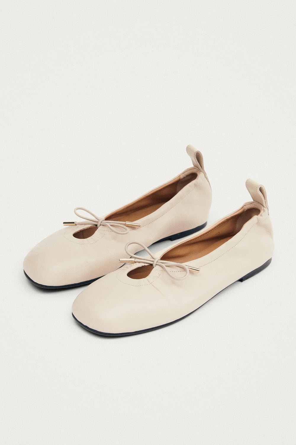 Rosalind Cream Leather Ballet Flats