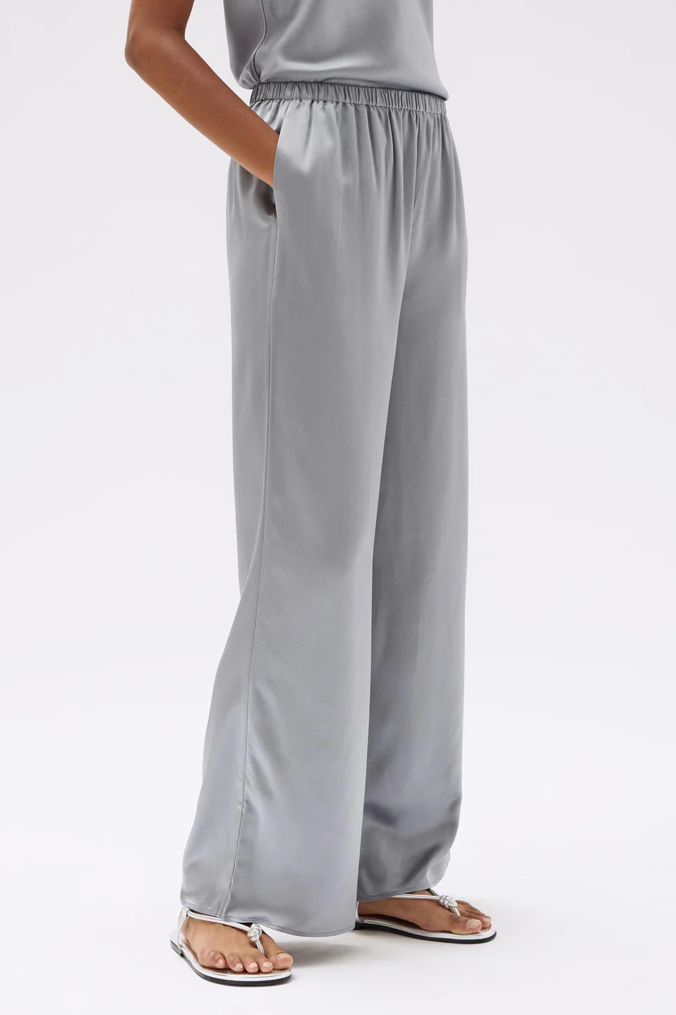 Ena Silk Pant Silver