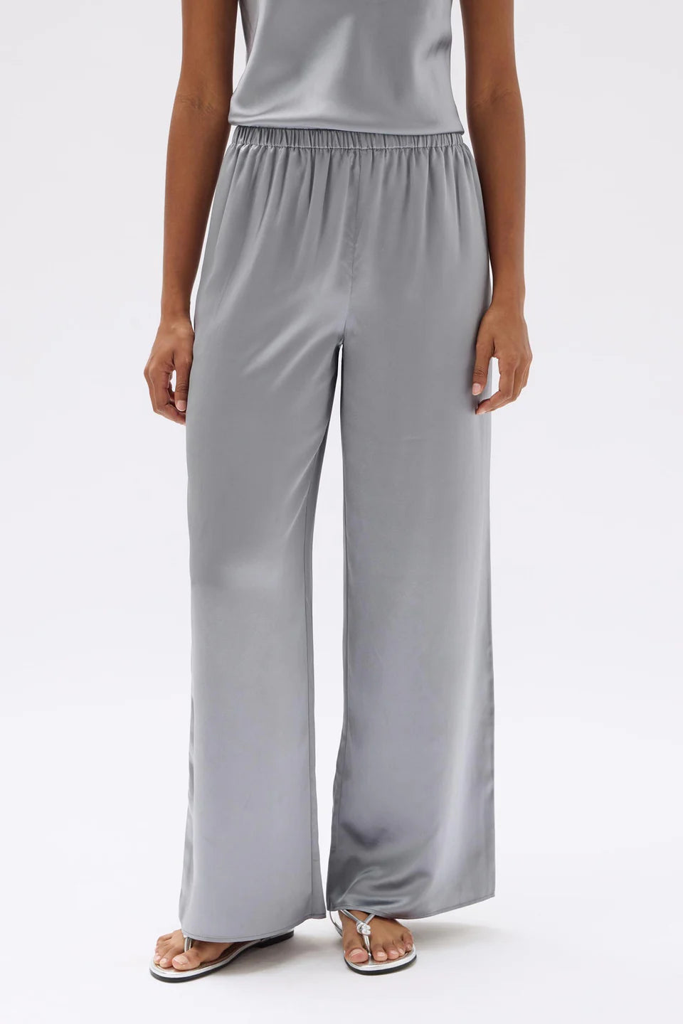 Ena Silk Pant Silver