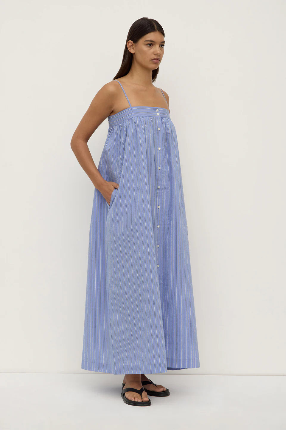 Erina Stripe Maxi Dress Blue White Stripe