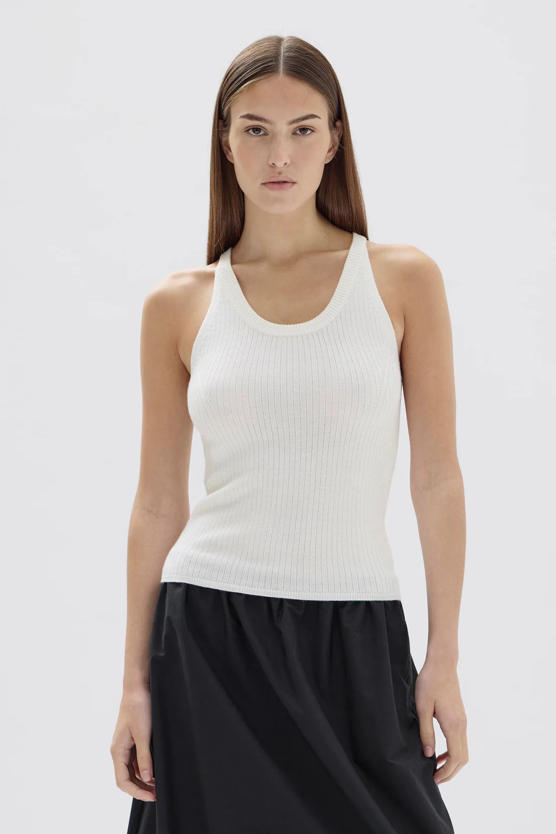 Estella Wool Scoop Neck Tank White