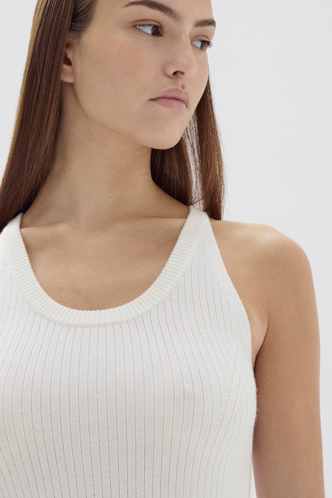 Estella Wool Scoop Neck Tank White