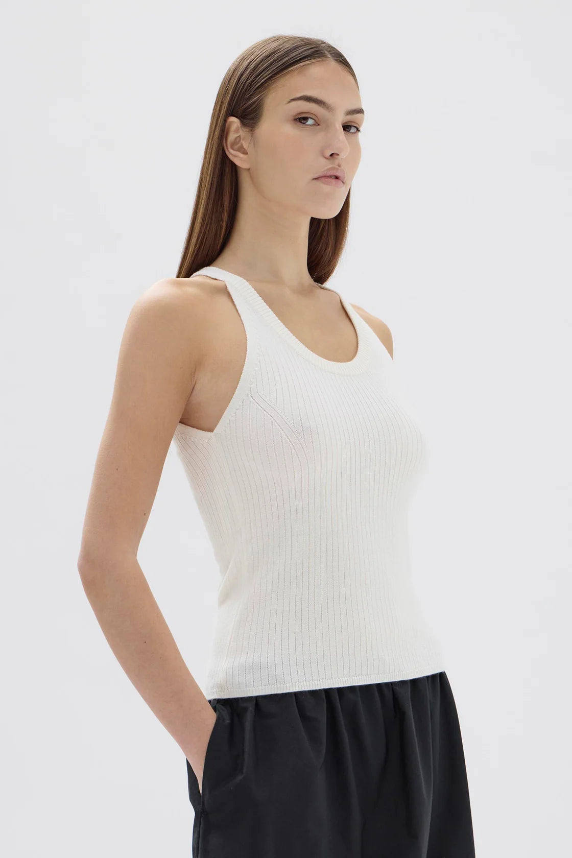 Estella Wool Scoop Neck Tank White