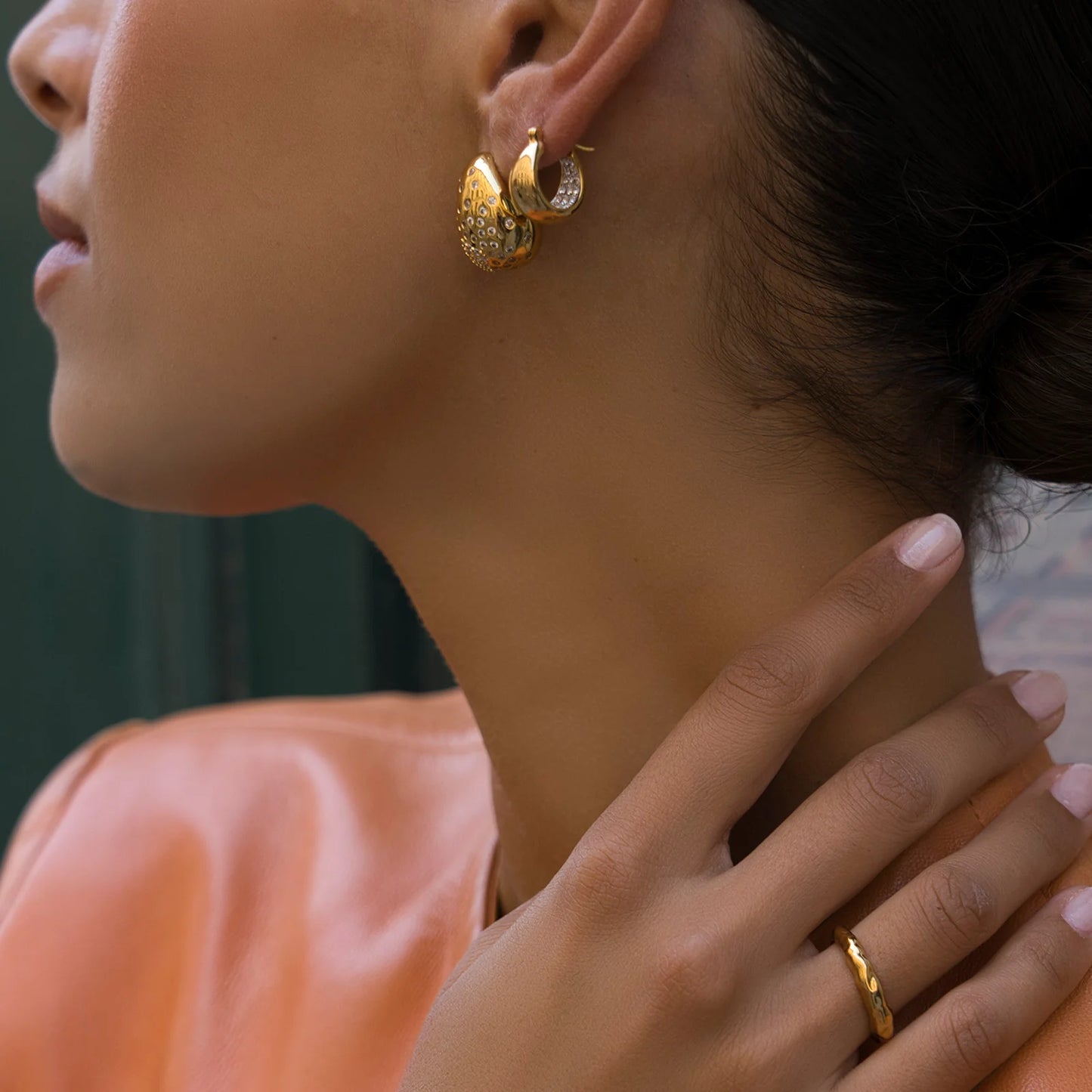 Crystal Flared Midi Hoops