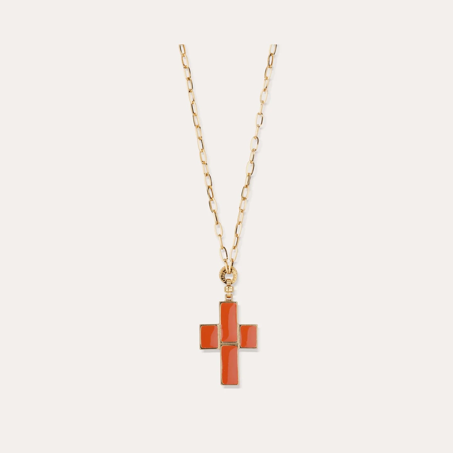 Gas Bijoux Enamel Cross Necklace Coral
