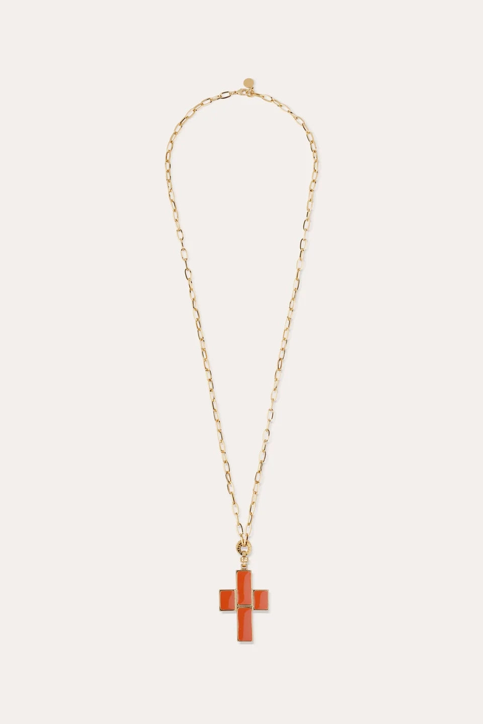 Gas Bijoux Enamel Cross Necklace Coral