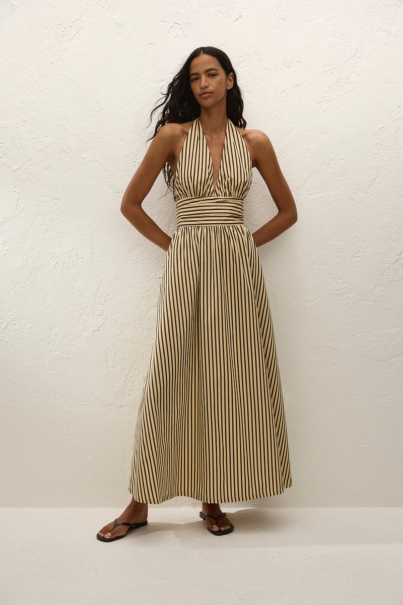 Lido Maxi Dress Carmen Stripe Sand