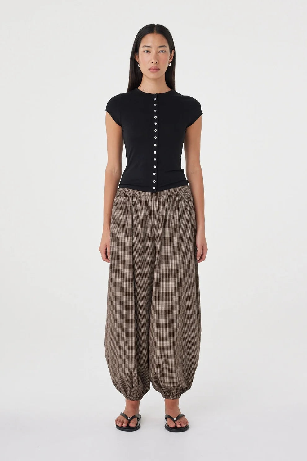 Arcaa Elina Balloon Pant Chocolate Check
