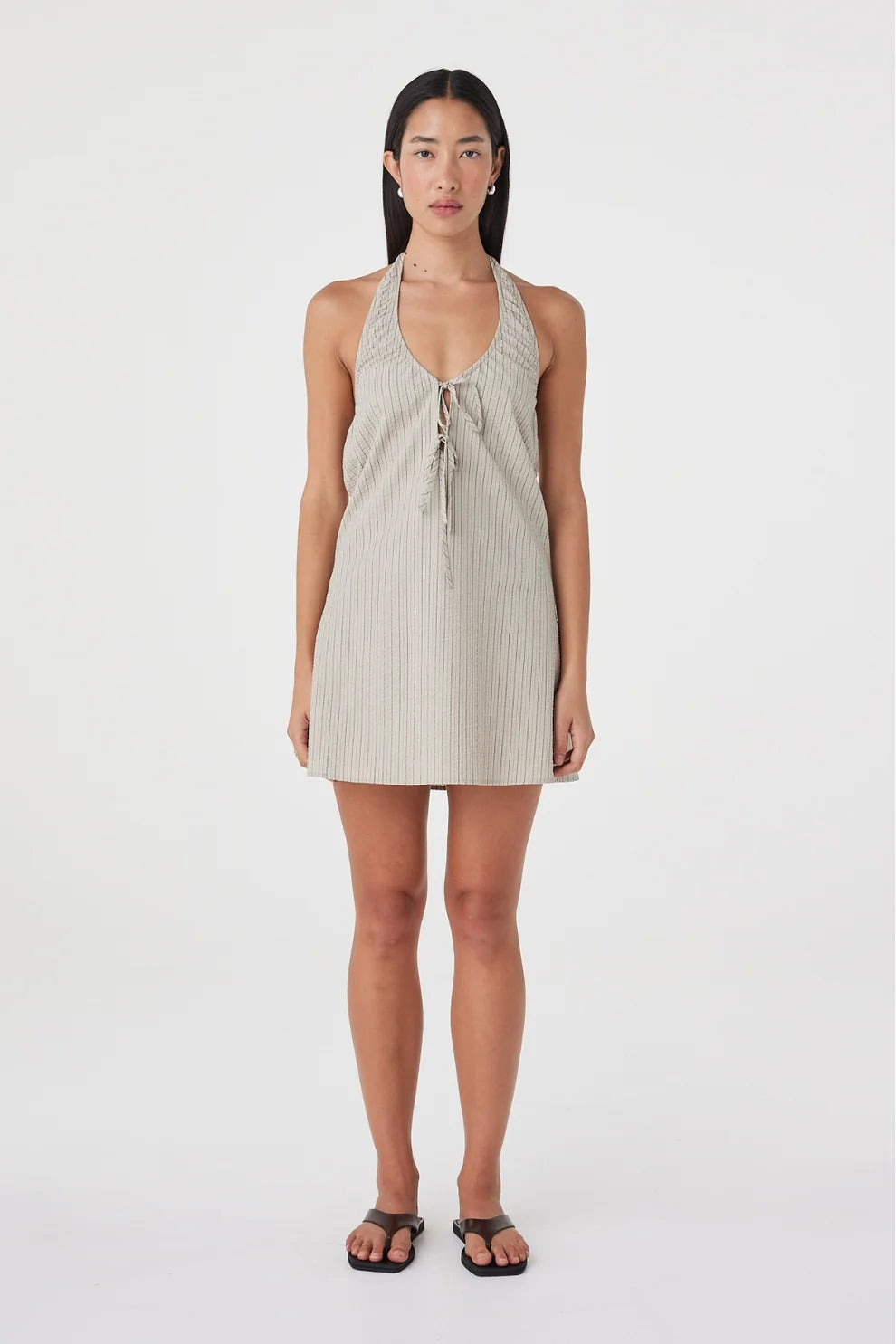Arcaa Joni Mini Dress Taupe Stripe