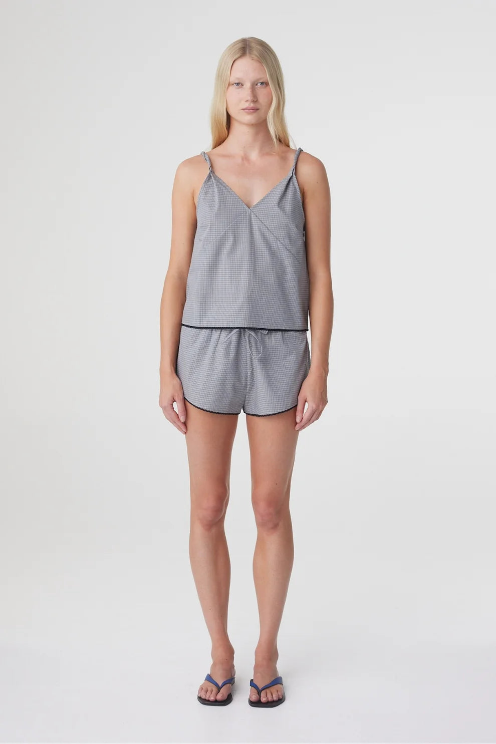 Arcaa Allie Top Muted Blue Checked